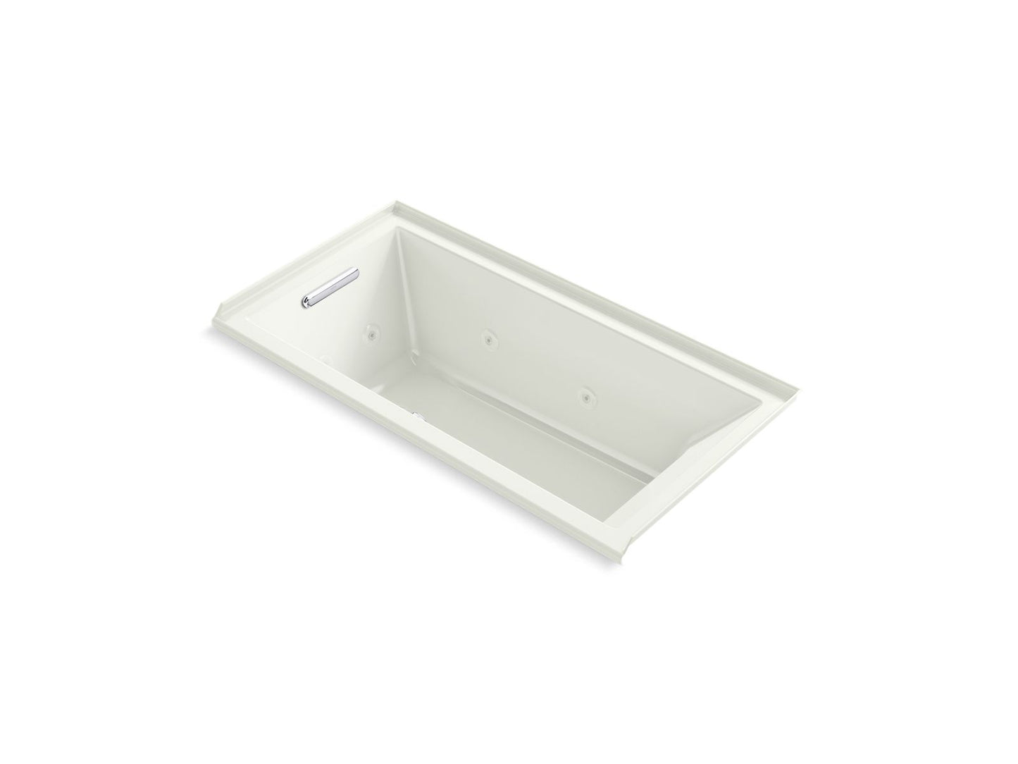 KOHLER K-1167-JLH-NY Underscore 60" X 30" Drop-In/Alcove Heated Whirlpool Bath, Left Drain In Dune