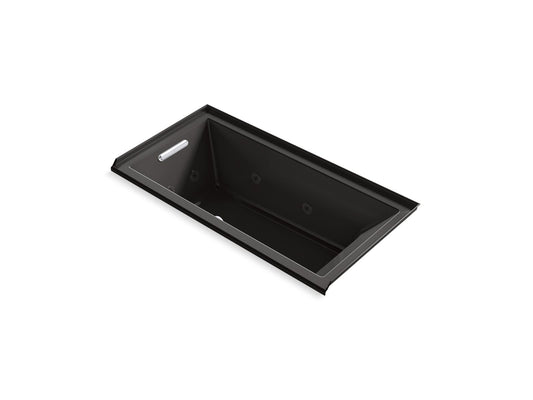 KOHLER K-1167-JLH-7 Underscore 60" X 30" Drop-In/Alcove Heated Whirlpool Bath, Left Drain In Black Black