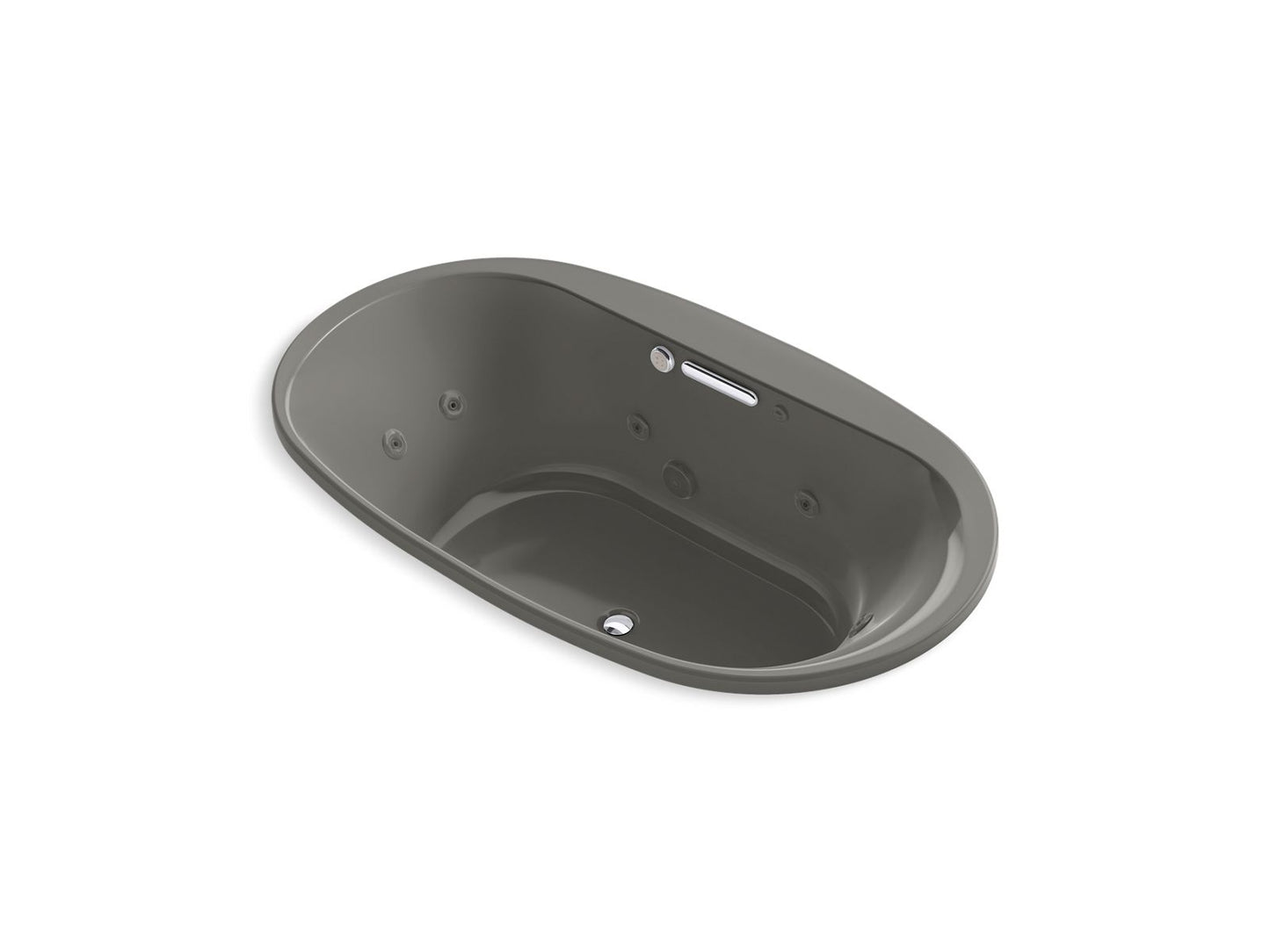 KOHLER K-5718-XHGH-58 Underscore 71-1/2" X 41-1/2" Drop-In Heated Bubblemassage Air Bath With Whirlpool In Thunder Grey