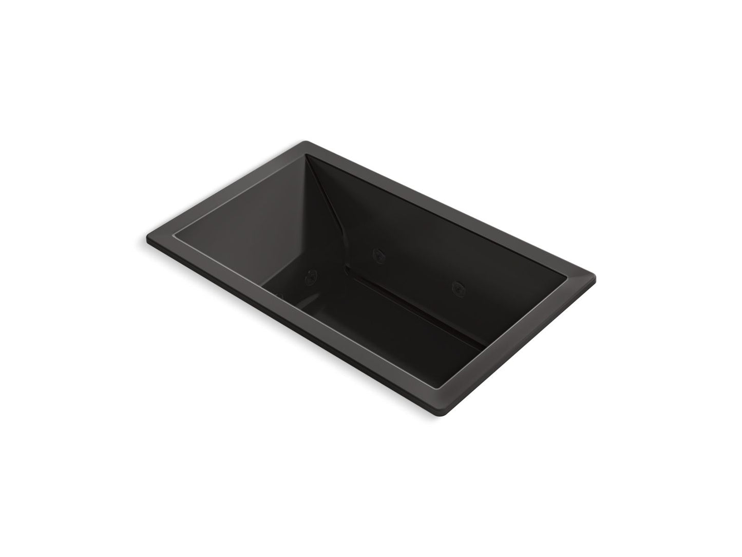 KOHLER K-1849-JH-7 Underscore 60" X 36" Drop-In Heated Whirlpool Bath In Black Black