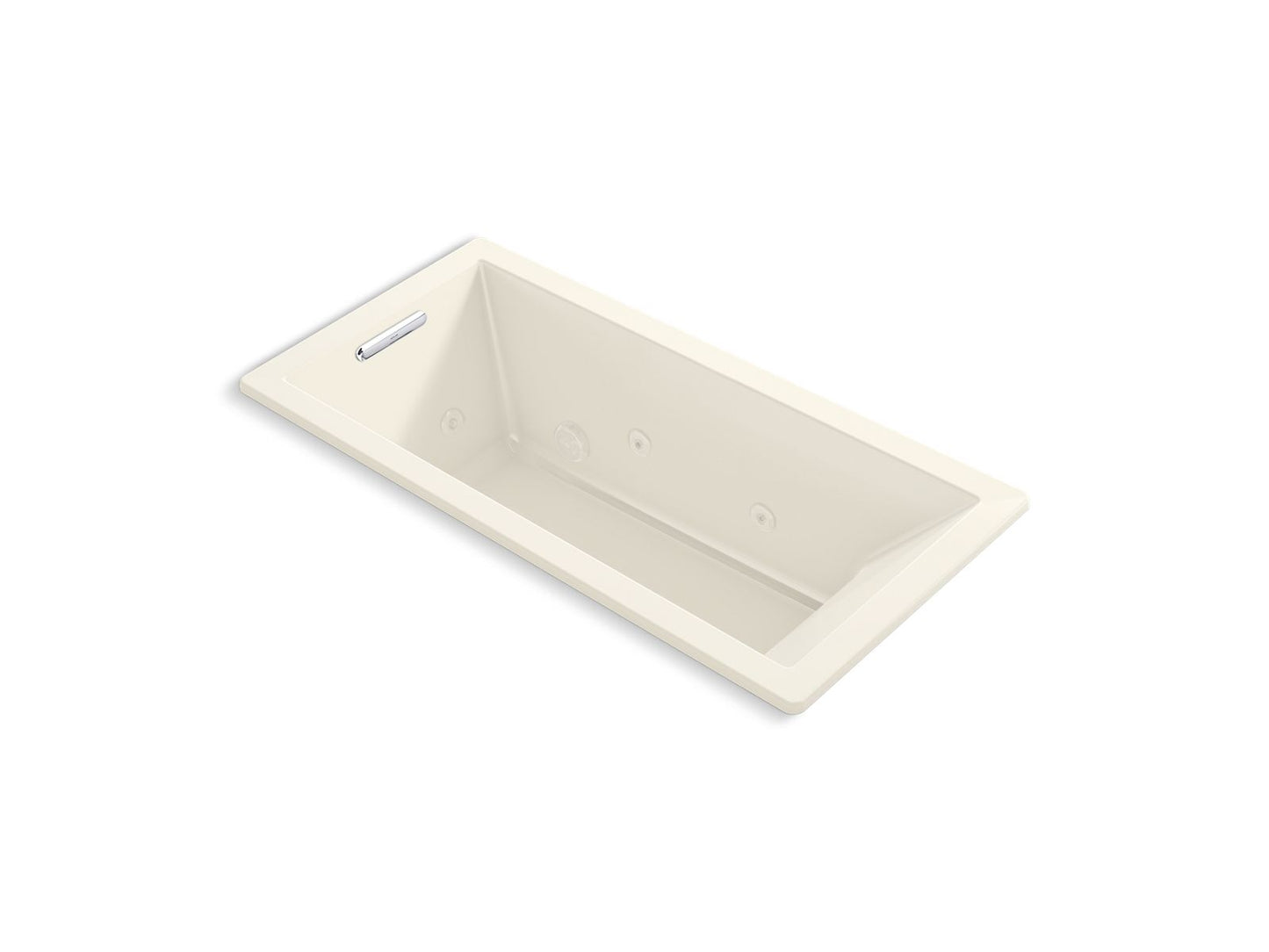 KOHLER K-1822-JH-96 Underscore 66" X 32" Drop-In Heated Whirlpool Bath In Biscuit