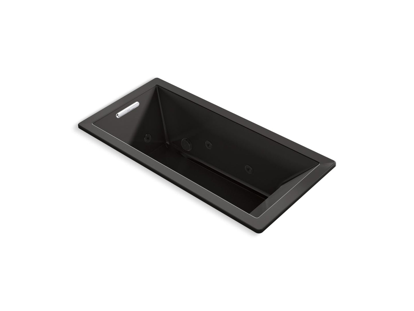 KOHLER K-1822-JH-7 Underscore 66" X 32" Drop-In Heated Whirlpool Bath In Black Black