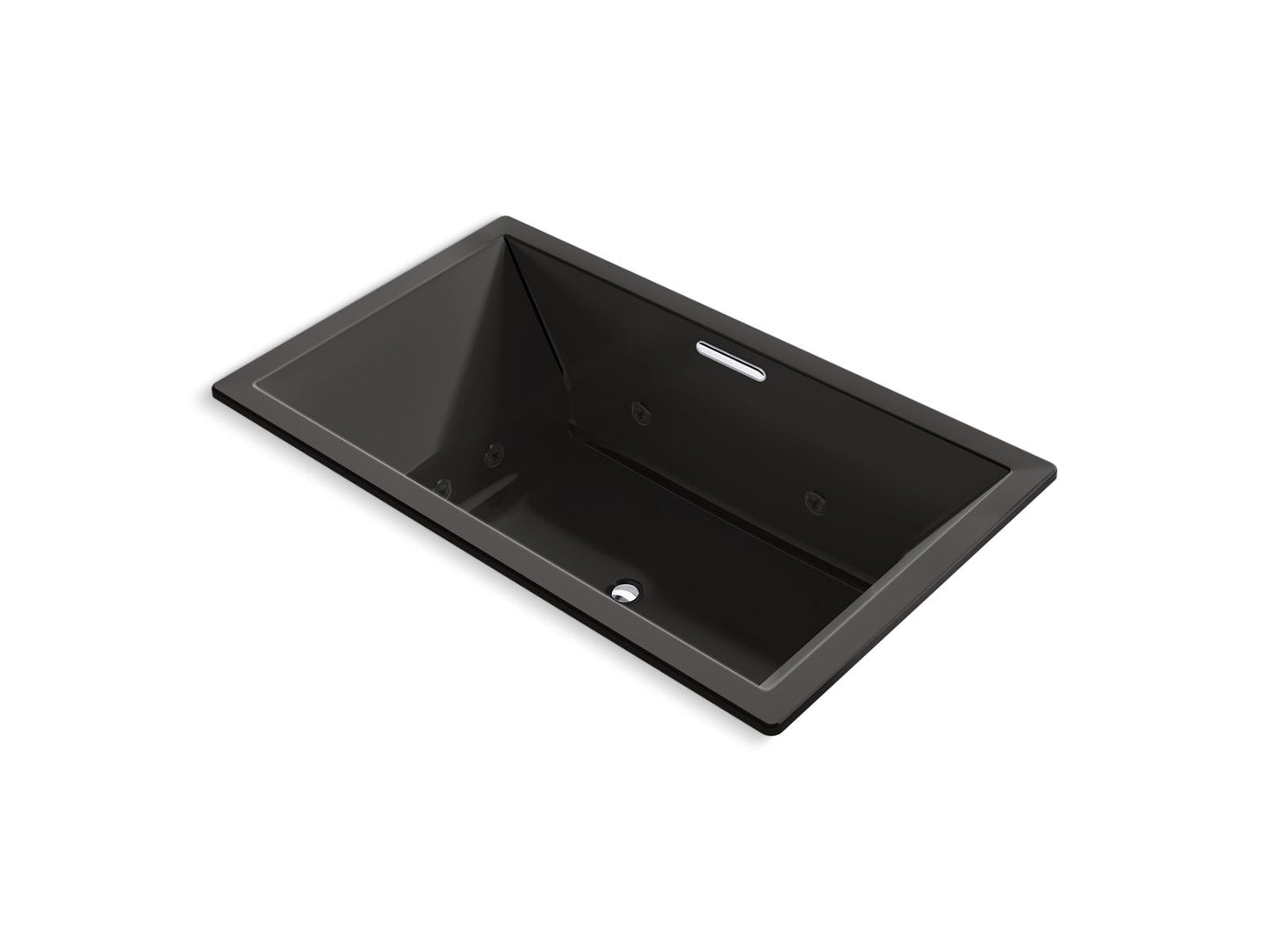 KOHLER K-1174-JH-7 Underscore 72" X 42" Drop-In Heated Whirlpool Bath In Black Black