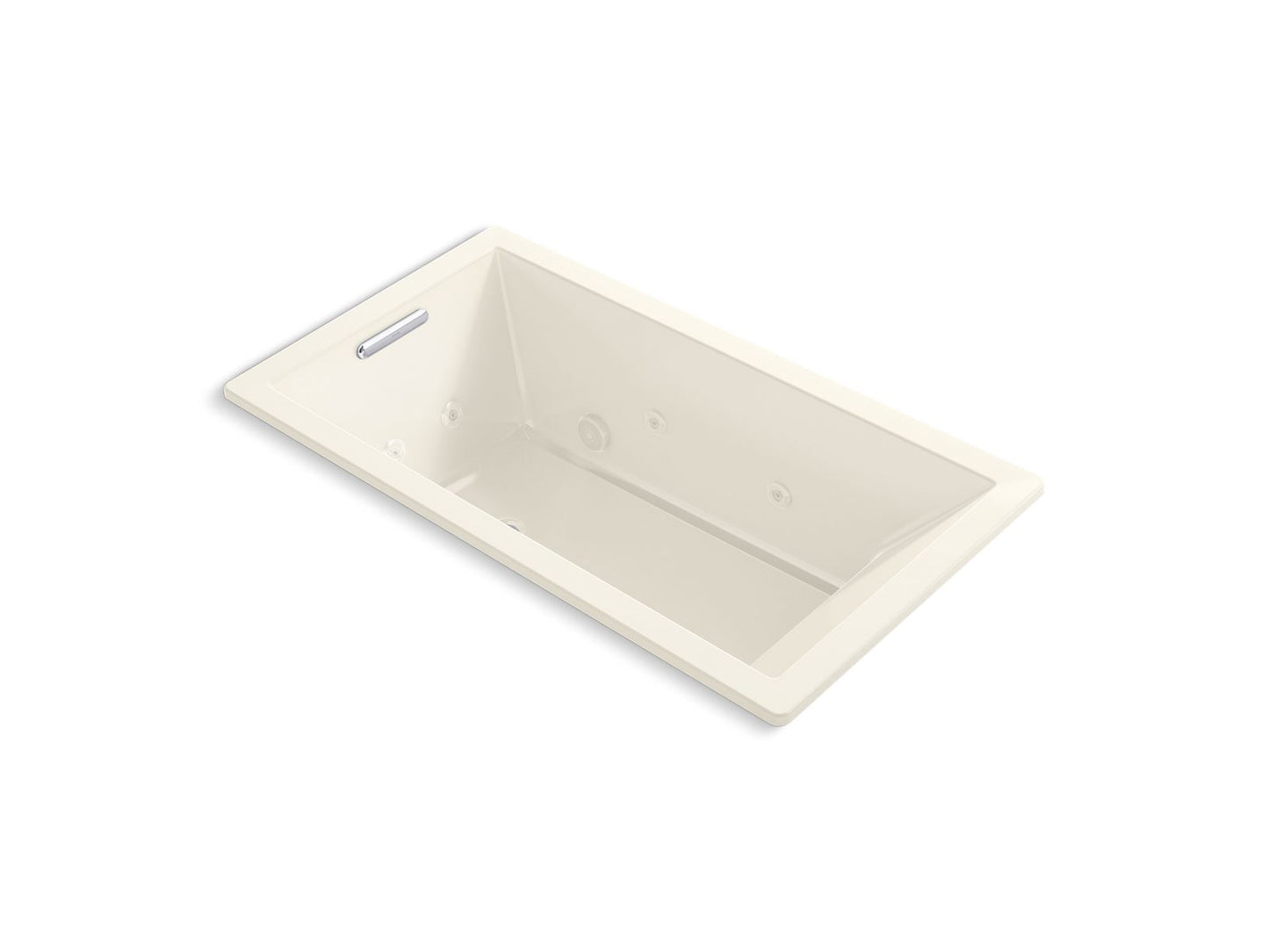 KOHLER K-1173-JH-96 Underscore 66" X 36" Drop-In Heated Whirlpool Bath In Biscuit