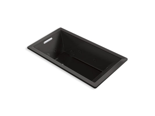 KOHLER K-1173-JH-7 Underscore 66" X 36" Drop-In Heated Whirlpool Bath In Black Black