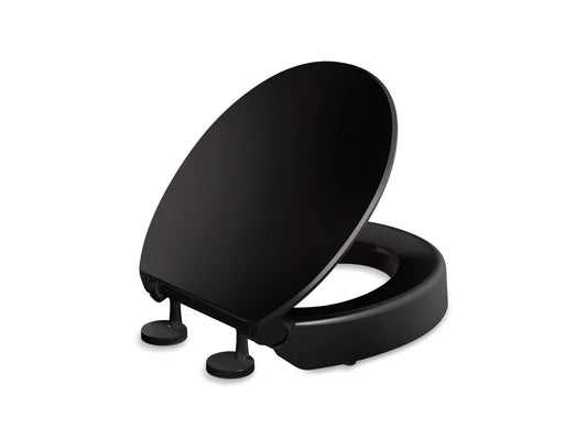 KOHLER K-25876-7 Elevated Quiet-Close round-front toilet seat  -  Black Black