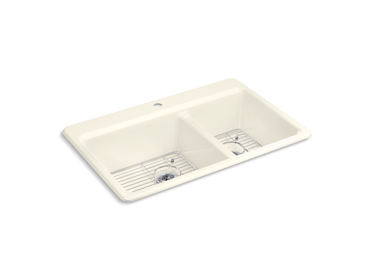 KOHLER K-8669-1A1-96 Riverby 33" Top-Mount Double-Bowl Kitchen Sink - Biscuit