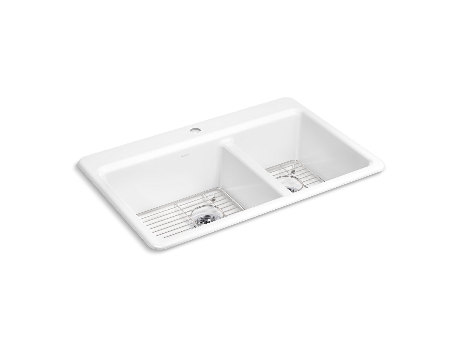 KOHLER K-8669-1A1-0 Riverby 33" Top-Mount Double-Bowl Kitchen Sink - White