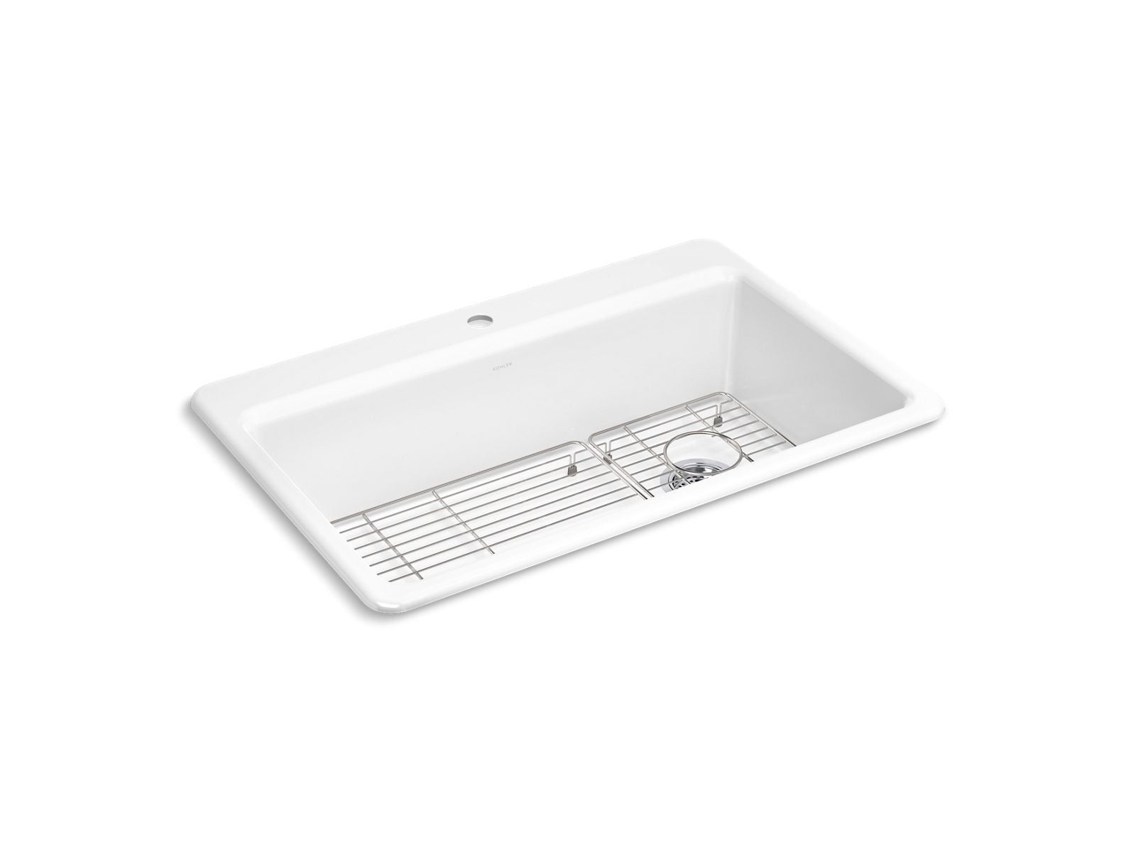 KOHLER K-5871-1A1-0 Riverby 33 in. Top-Mount Single-Bowl Kitchen Sink  -  White