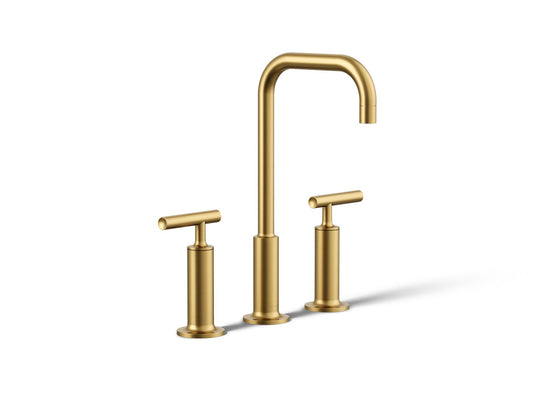 KOHLER K-14408-4-2MB Purist Widespread Bathroom Sink Faucet With Lever Handles, 1.2 Gpm In Vibrant Brushed Moderne Brass