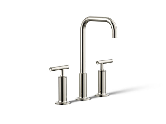 KOHLER K-14408-4-SN Purist Widespread bathroom sink faucet with Lever handles, 1.2 gpm - Vibrant Polished Nickel