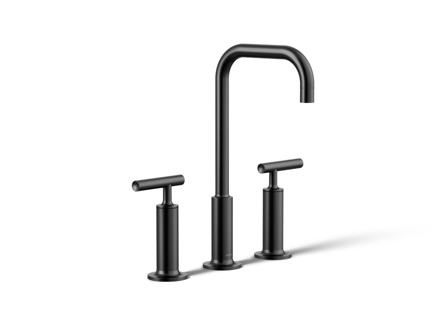 KOHLER K-14408-4-BL Purist Widespread Bathroom Sink Faucet With Lever Handles, 1.2 Gpm In Matte Black