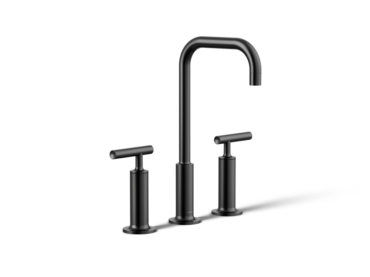 KOHLER K-14408-4-BL Purist Widespread Bathroom Sink Faucet With Lever Handles, 1.2 Gpm - Matte Black