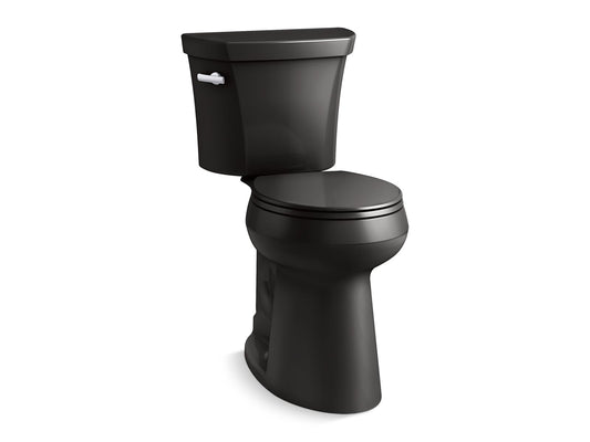 KOHLER K-35716-7 Highline Tall two-piece round-front toilet, 1.28 gpf - Black Black