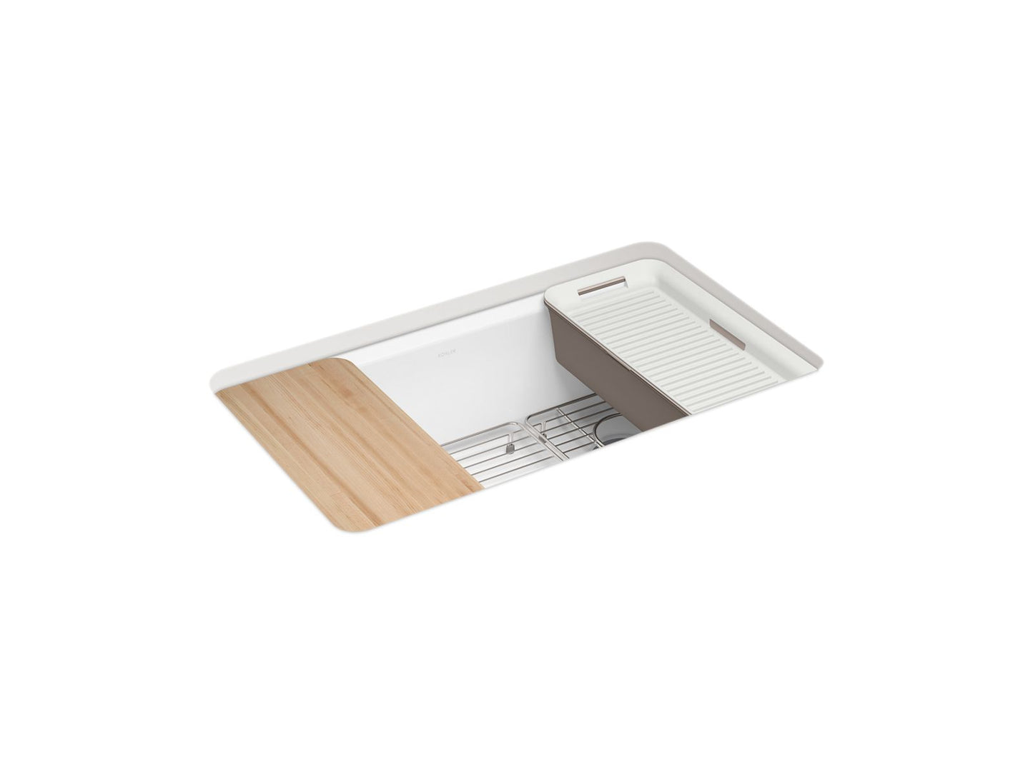 KOHLER K-5871-5UPC-0 Riverby 33" Undermount Single-Bowl Workstation Kitchen Sink - White