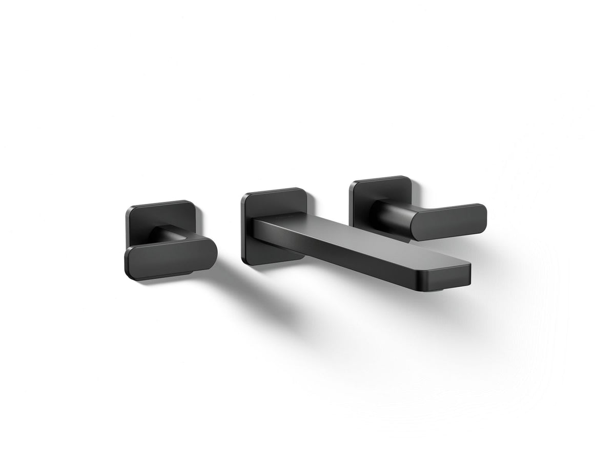 KOHLER K-T27120-4-BL Parallel Wall-Mount Bathroom Sink Faucet Trim, 1.2 Gpm - Matte Black