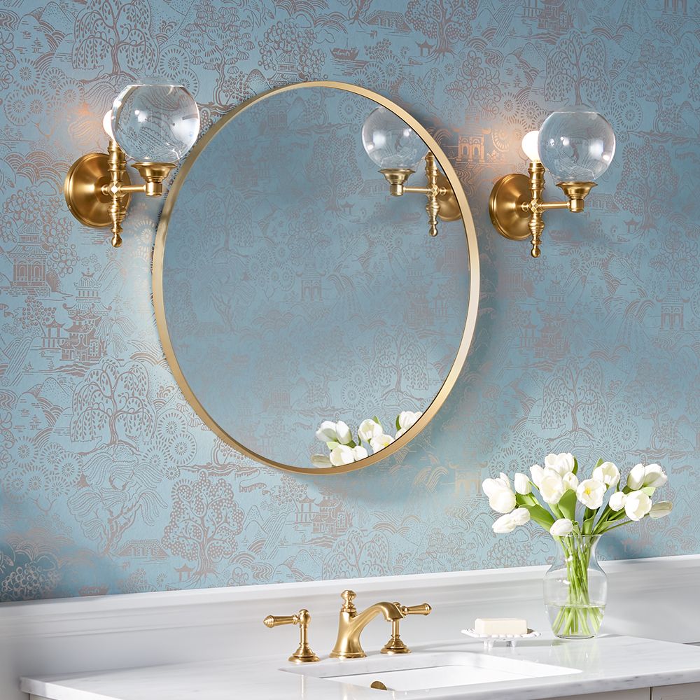 KOHLER K-26050-BGL Essential 28" Round Framed Mirror In Moderne Brushed Gold