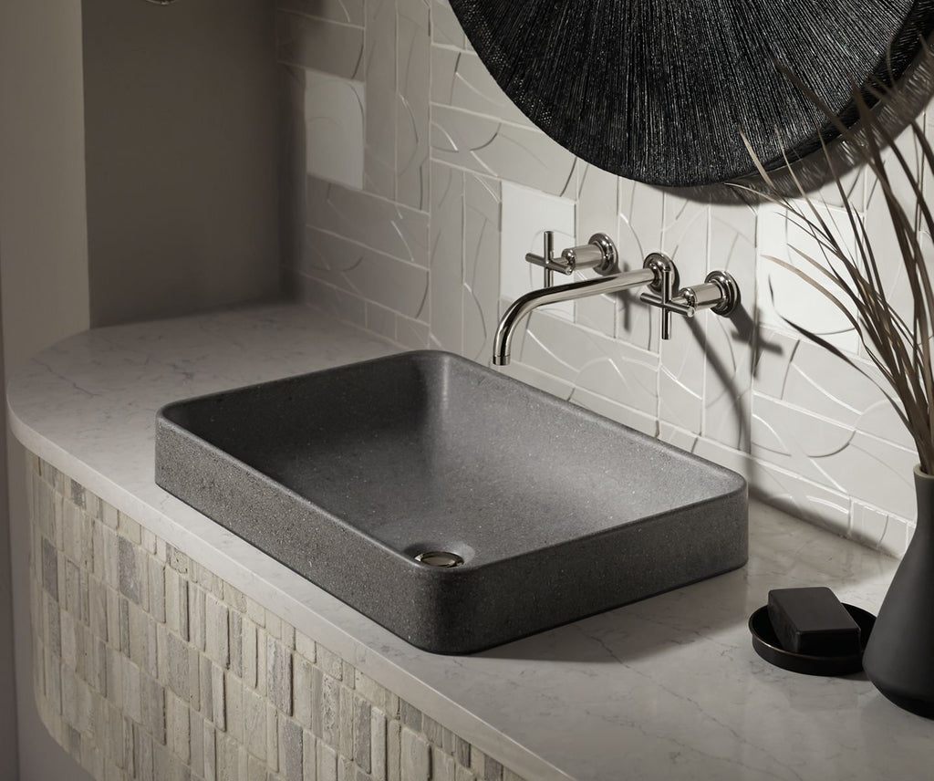 KOHLER K-30673-N-AHN Wastelab Vox 23" Rectangular Vessel Bathroom Sink, No Overflow - Ashen