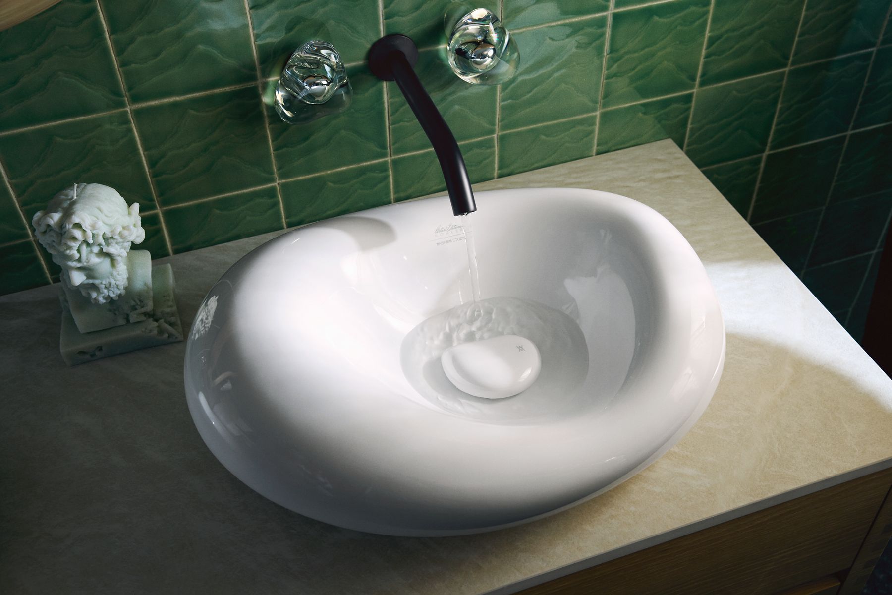 KOHLER K-T77981-CLG-2MB Landshapes By Daniel Arsham Wall-Mount Bathroom Sink Faucet Handle Trim - Vibrant Brushed Moderne Brass