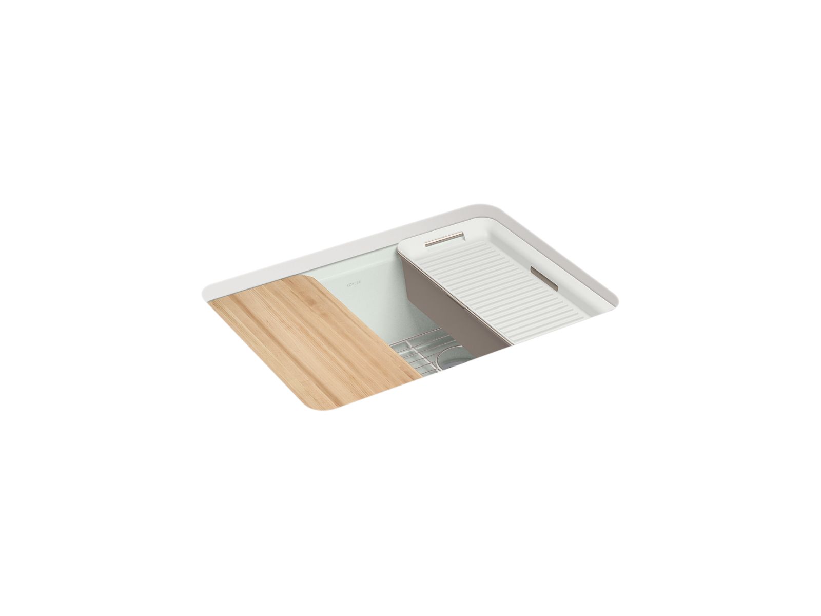 KOHLER K-8668-5UPC-FF Riverby 27" Undermount Single-Bowl Workstation Kitchen Sink - Sea Salt