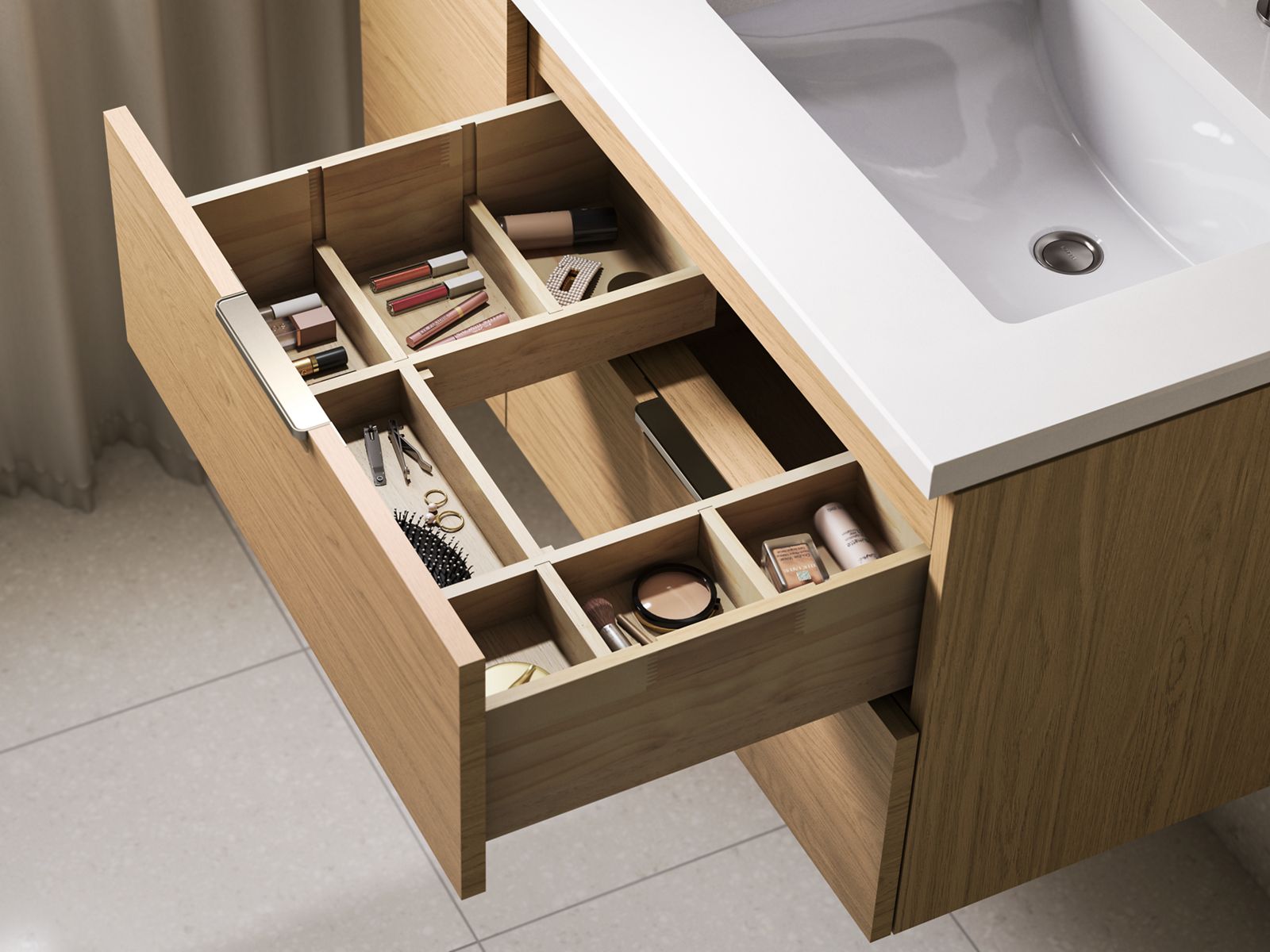 KOHLER K-34654-0 Maxstow 30" Wall-Hung Bathroom Vanity Cabinet With Sink And Quartz Top - White