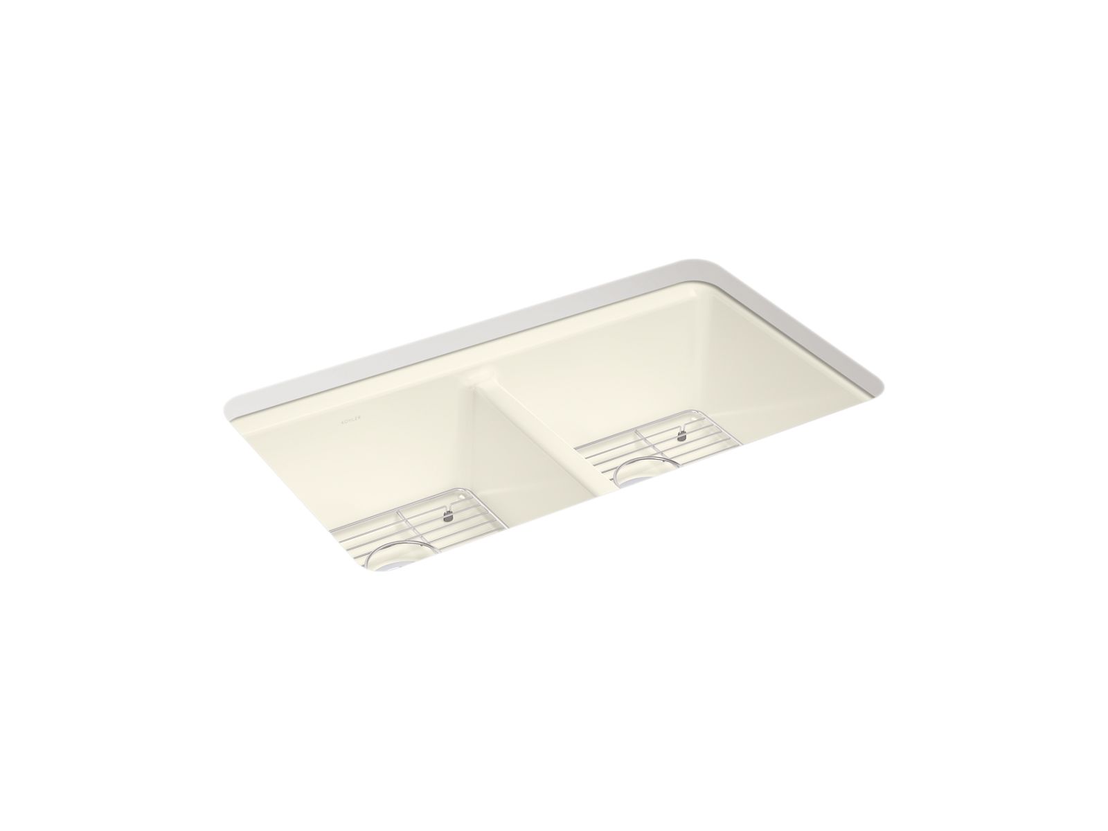KOHLER K-8679-5UA1-96 Riverby 33" Undermount Double-Bowl Kitchen Sink - Biscuit