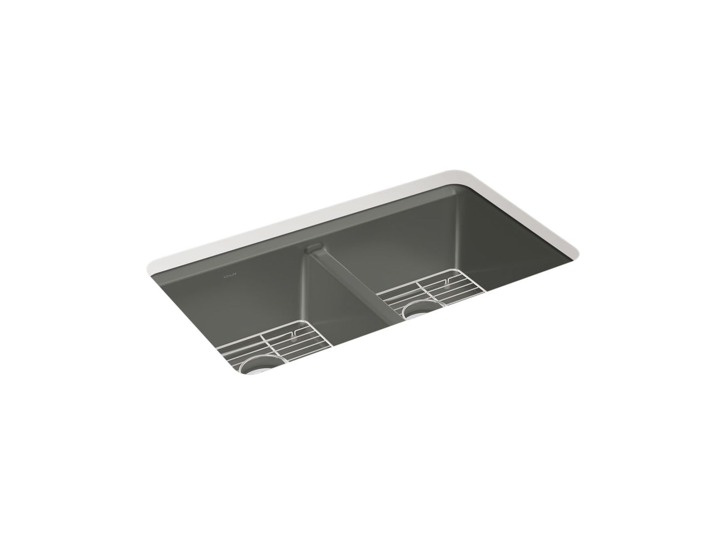 KOHLER K-8679-5UA1-58 Riverby 33" Undermount Double-Bowl Kitchen Sink - Thunder Grey