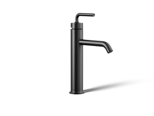 KOHLER K-14404-4A-BL Purist Tall Single-Handle Bathroom Sink Faucet With Lever Handle, 1.2 Gpm In Matte Black