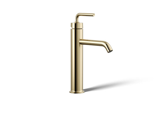 KOHLER K-14404-4A-AF Purist Tall Single-Handle Bathroom Sink Faucet With Lever Handle, 1.2 Gpm In Vibrant French Gold