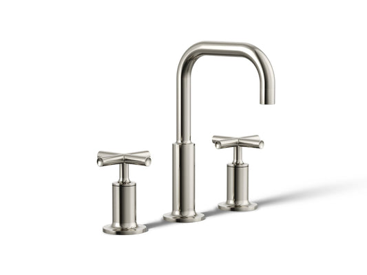 KOHLER K-14406-3-SN Purist Widespread Bathroom Sink Faucet With Cross Handles, 1.2 Gpm In Vibrant Polished Nickel