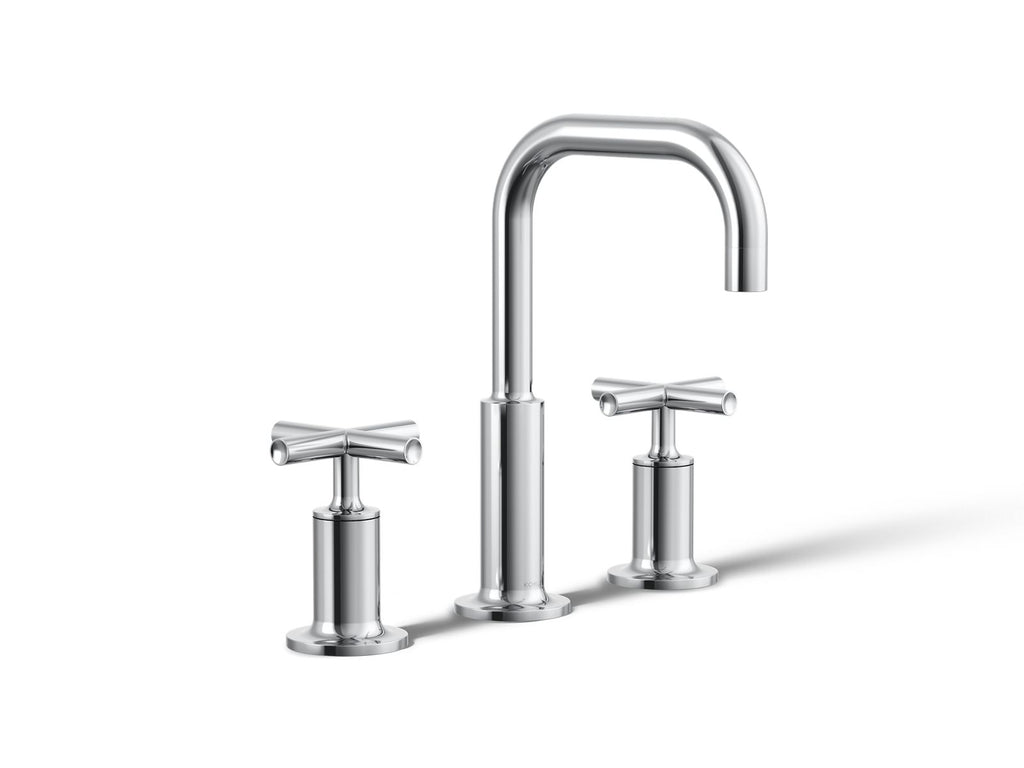 KOHLER K-14406-3-CP Purist Widespread Bathroom Sink Faucet With Cross Handles, 1.2 Gpm - Polished Chrome
