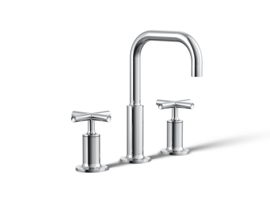 KOHLER K-14406-3-CP Purist Widespread bathroom sink faucet with Cross handles, 1.2 gpm - Polished Chrome