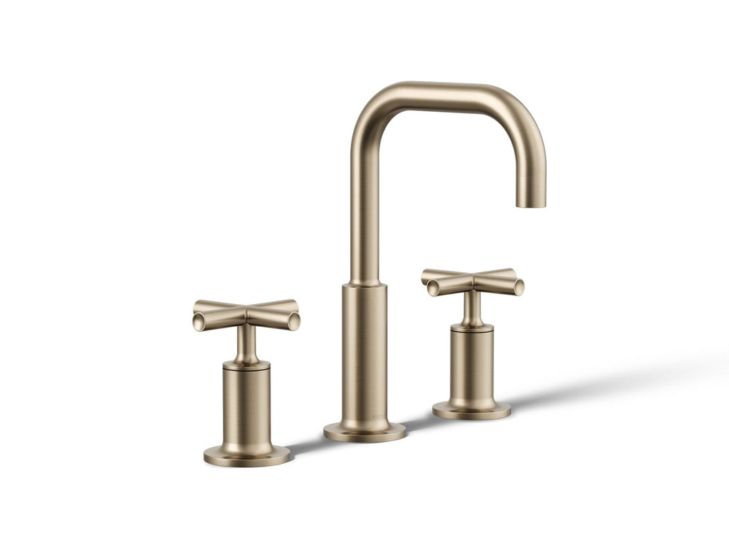 KOHLER K-14406-3-BV Purist Widespread Bathroom Sink Faucet With Cross Handles, 1.2 Gpm - Vibrant Brushed Bronze