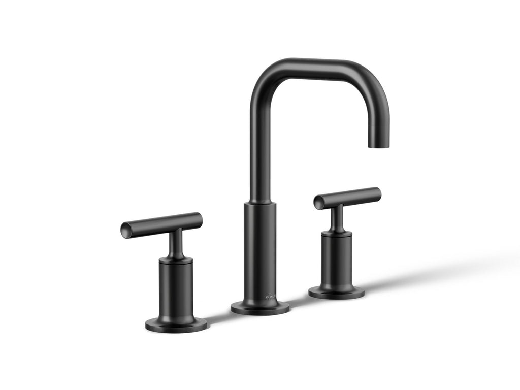 KOHLER K-14406-4-BL Purist Widespread Bathroom Sink Faucet With Lever Handles, 1.2 Gpm - Matte Black