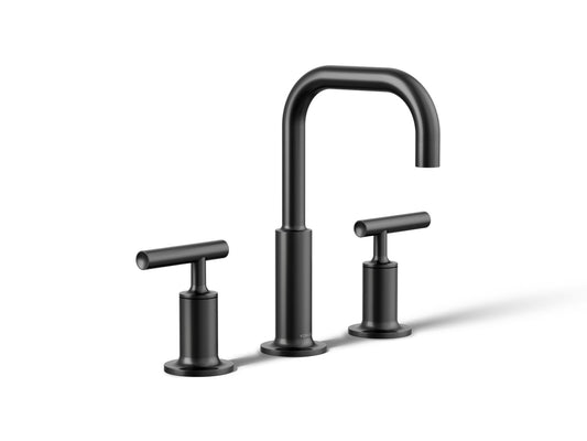 KOHLER K-14406-4-BL Purist Widespread bathroom sink faucet with Lever handles, 1.2 gpm - Matte Black