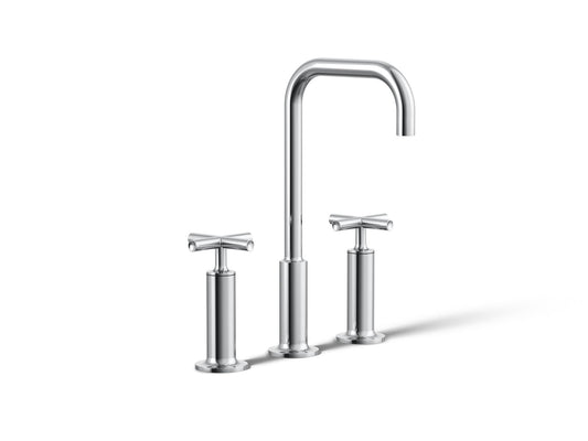 KOHLER K-14408-3-CP Purist Widespread bathroom sink faucet with Cross handles, 1.2 gpm - Polished Chrome