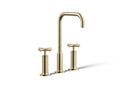 KOHLER K-14408-3-AF Purist Widespread Bathroom Sink Faucet With Cross Handles, 1.2 Gpm - Vibrant French Gold