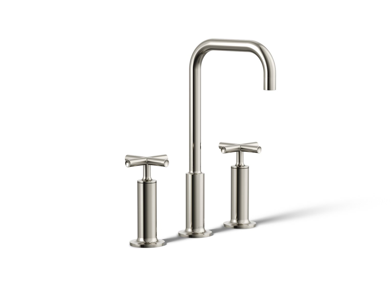 KOHLER K-14408-3-SN Purist Widespread Bathroom Sink Faucet With Cross Handles, 1.2 Gpm - Vibrant Polished Nickel