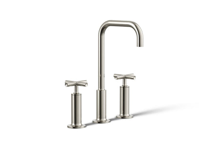 KOHLER K-14408-3-SN Purist Widespread bathroom sink faucet with Cross handles, 1.2 gpm - Vibrant Polished Nickel