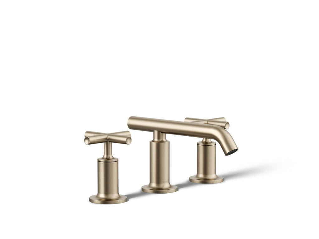 KOHLER K-14410-3-BV Purist Widespread Bathroom Sink Faucet With Cross Handles, 1.2 Gpm - Vibrant Brushed Bronze