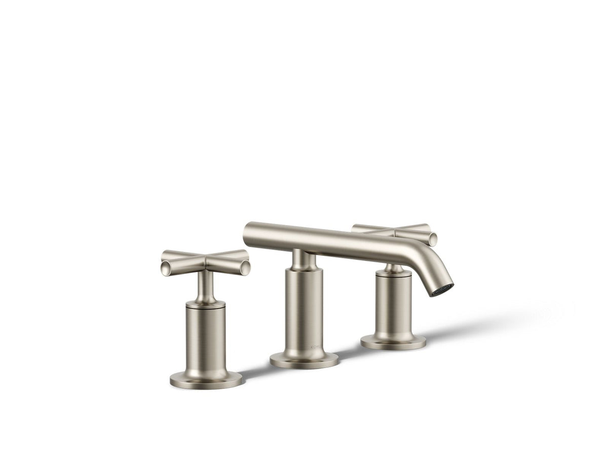 KOHLER K-14410-3-BN Purist Widespread Bathroom Sink Faucet With Cross Handles, 1.2 Gpm - Vibrant Brushed Nickel