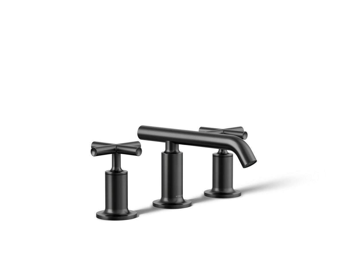 KOHLER K-14410-3-BL Purist Widespread Bathroom Sink Faucet With Cross Handles, 1.2 Gpm - Matte Black