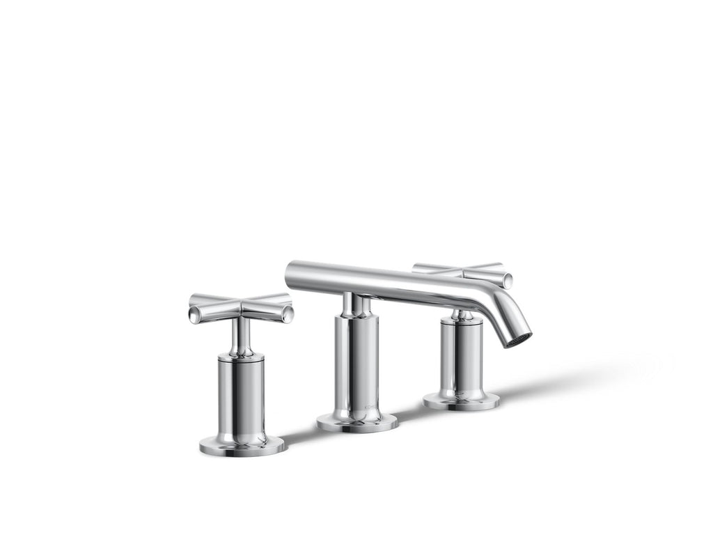 KOHLER K-14410-3-CP Purist Widespread Bathroom Sink Faucet With Cross Handles, 1.2 Gpm - Polished Chrome