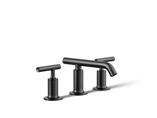 KOHLER K-14410-4-BL Purist Widespread Bathroom Sink Faucet With Lever Handles, 1.2 Gpm In Matte Black