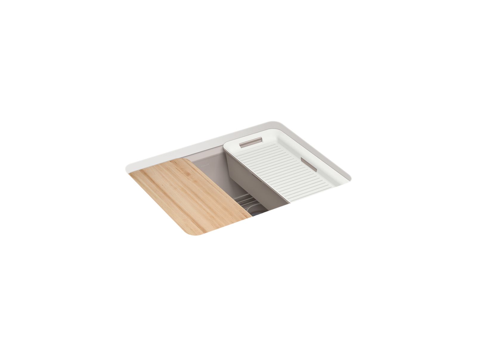 KOHLER K-5872-5UPC-TRF Riverby 25" Undermount Single-Bowl Workstation Kitchen Sink - Truffle