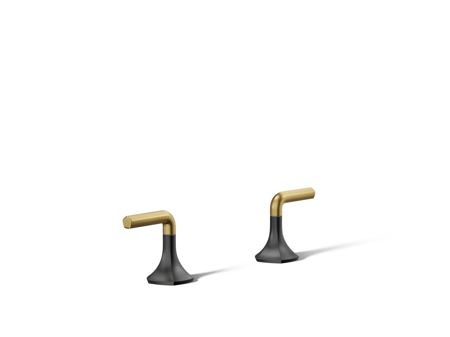 KOHLER K-27010-4-BMB Occasion Lever Bathroom Sink Faucet Handles In Matte Black with Moderne Brass