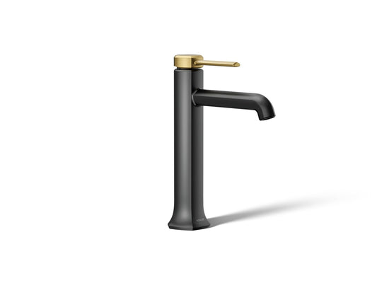 KOHLER K-27003-4-BMB Occasion Tall Single-Handle Bathroom Sink Faucet, 1.2 Gpm In Matte Black with Moderne Brass