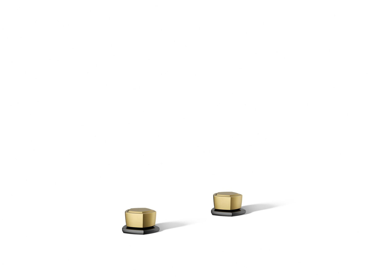 KOHLER K-27010-9-BMB Occasion Knob Bathroom Sink Faucet Handles - Matte Black With Brushed Moderne Brass