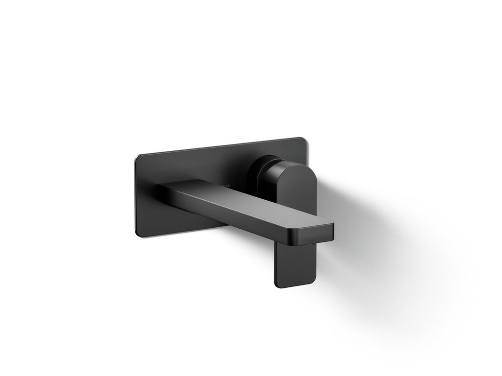 KOHLER K-22567-4-BL Parallel Wall-Mount Single-Handle Bathroom Sink Faucet, 1.2 Gpm - Matte Black