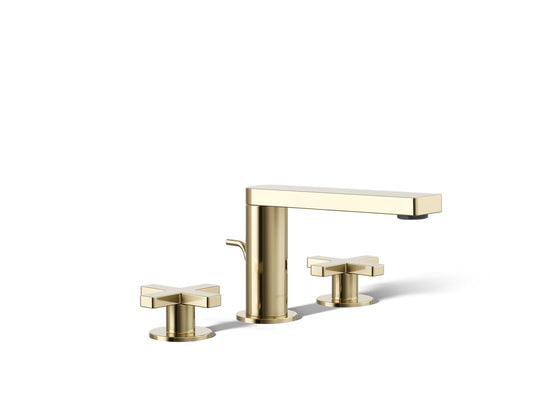 KOHLER K-73060-3-AF Composed Widespread Bathroom Sink Faucet With Cross Handles, 1.2 Gpm In Vibrant French Gold